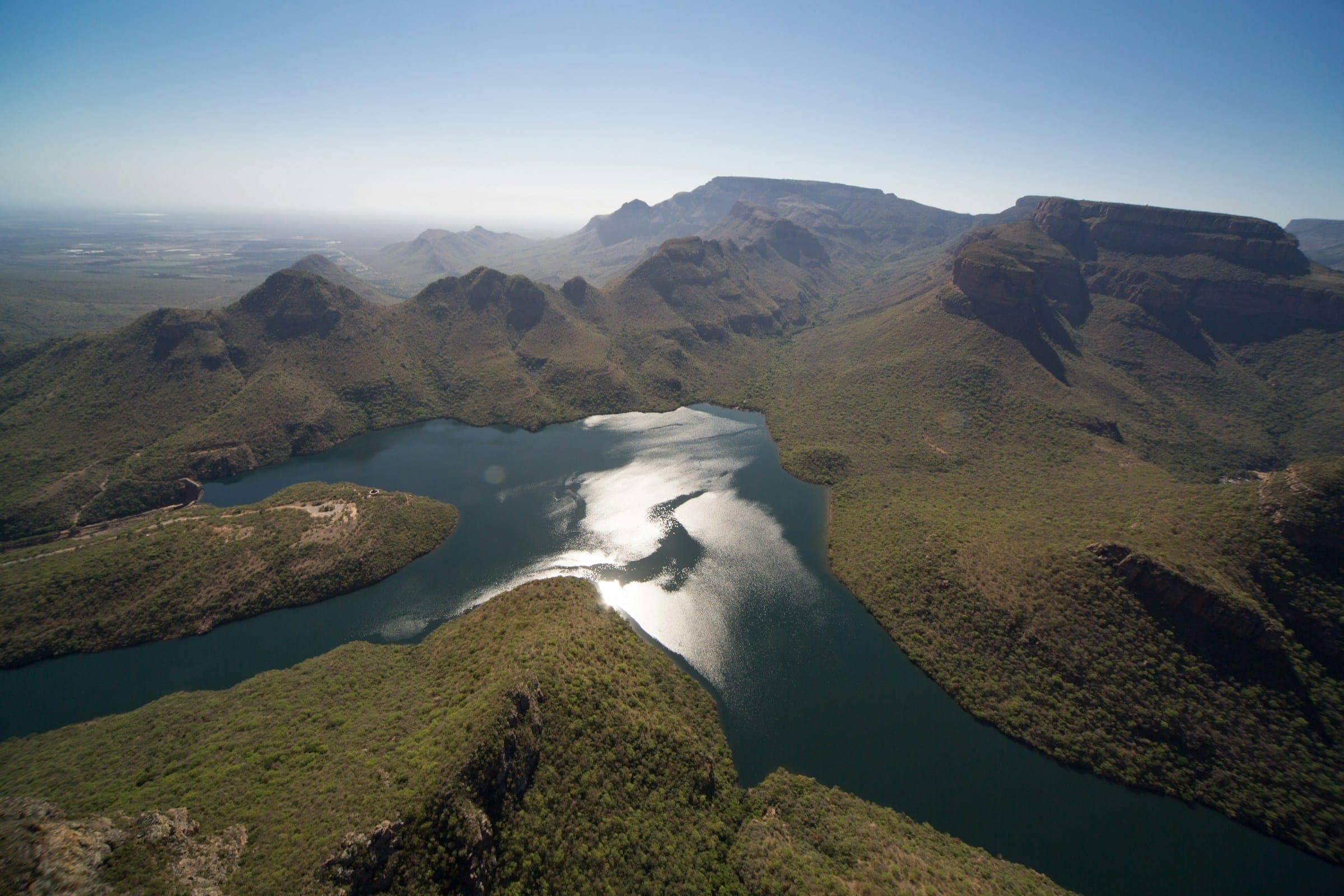 De Blyde River Canyon in Zuid-Afrika van bovenaf